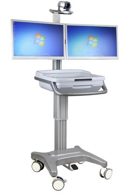 Купить Медицинская интегрированная двигая тележка Worksation компьютера алюминиевого сплава вагонетки Производство в сети